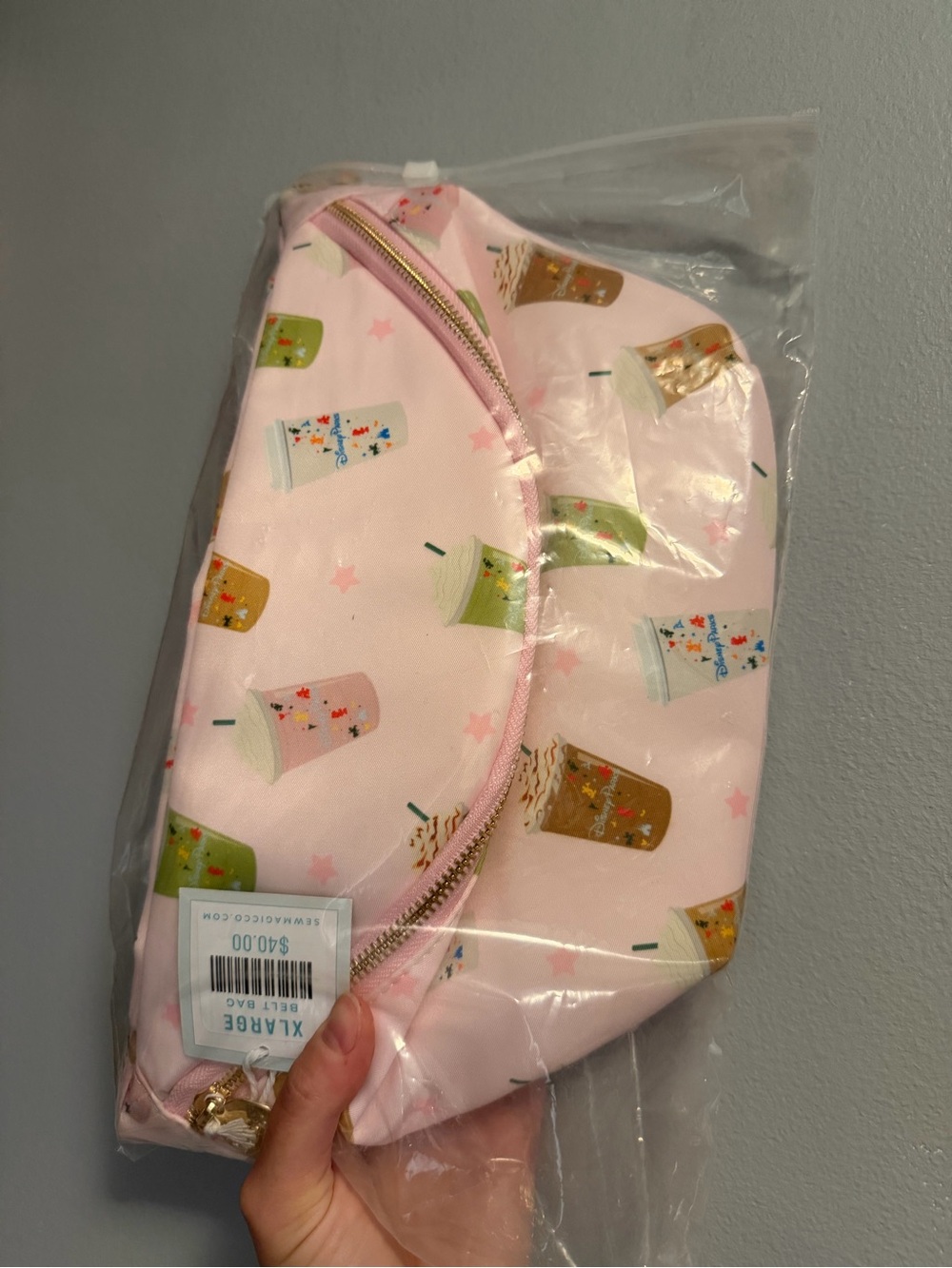 Pink Bubble Tea Print Crossbody Pouch by